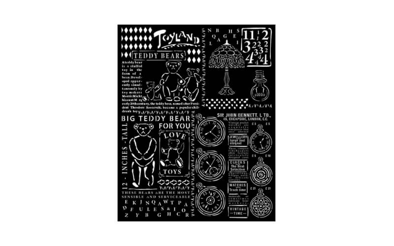 Stencil 20x25 Brocante Teddybeer Stamperia