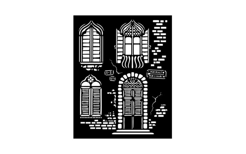 Stencil 20x25 Venetië Ramen Stamperia