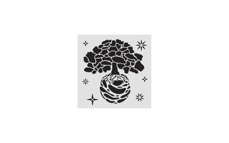 Stencil A New Beginning The world Tree 12x12 Stamperia