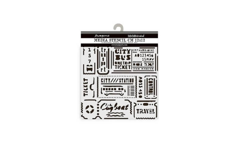 Stencil Art of Travelling Tickets 12x12 Stamperia