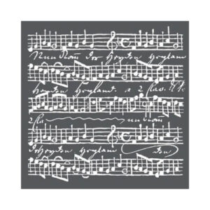 Stencil Bladmuziek 18x18cm Stamperia
