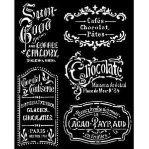 Stencil koffie en Chocola Borden Stamperia