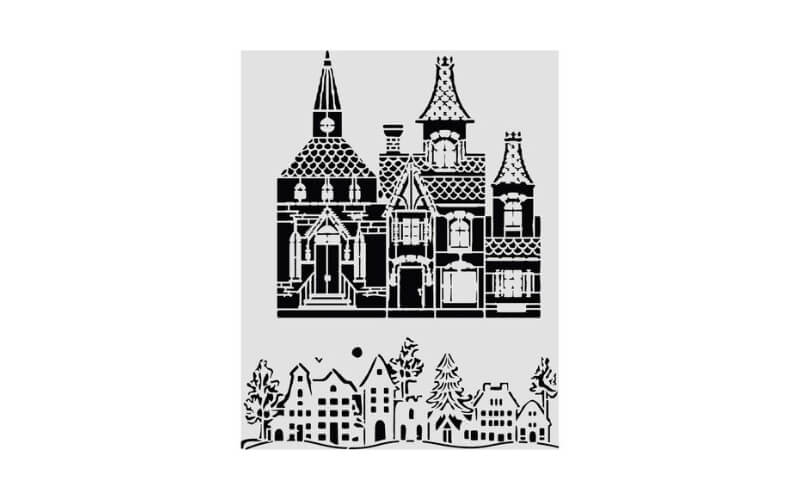 Stencil Christmas House 20x25 Stamperia