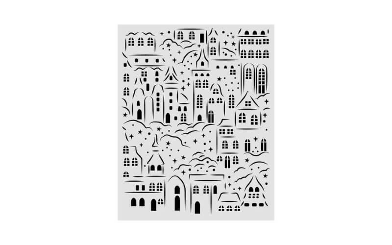 Stencil Christmas Village 20x25 Stamperia