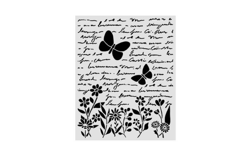 Stencil Daisy Art Letter and Butterfly 20x25 Stamperia