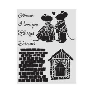 Stencil Family House and Mice 20x25 Stamperia
