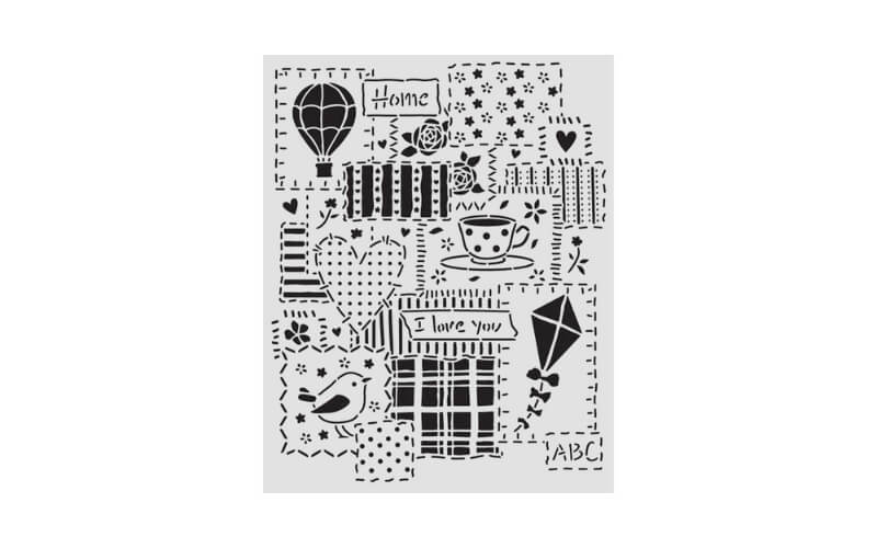 Stencil Family Patchwork 20x25 Stamperia