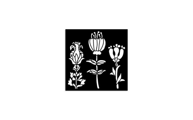 Stencil Furry Friends Stylized Flowers 12x12 Stamperia