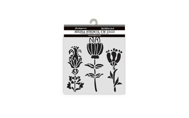 Stencil Furry Friends Stylized Flowers 12x12 Stamperia