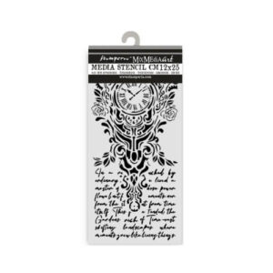 Stencil Gardens of Time Clock of Writing 12x25 Stamperia