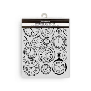 Stencil Gardens of Time Mixed Clocks 20x25 Stamperia