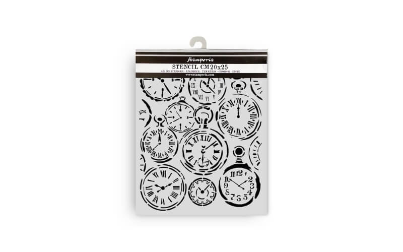 Stencil Gardens of Time Mixed Clocks 20x25 Stamperia