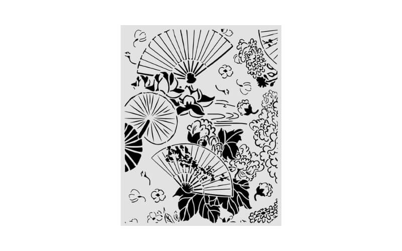 Stencil Oriental Garden Fans 20x25 Stamperia
