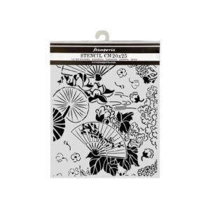 Stencil Oriental Garden Fans 20x25 Stamperia