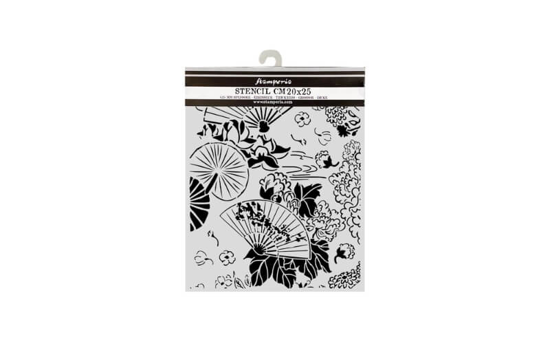 Stencil Oriental Garden Fans 20x25 Stamperia