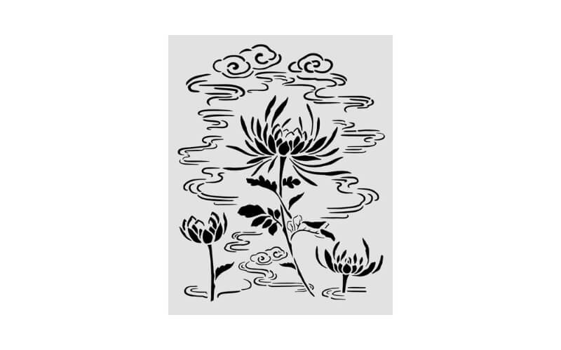 Stencil Oriental Garden Lotus 20x25 Stamperia