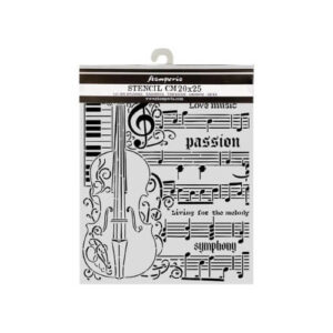 Stencil Symphony Violin 20x25 Stamperia