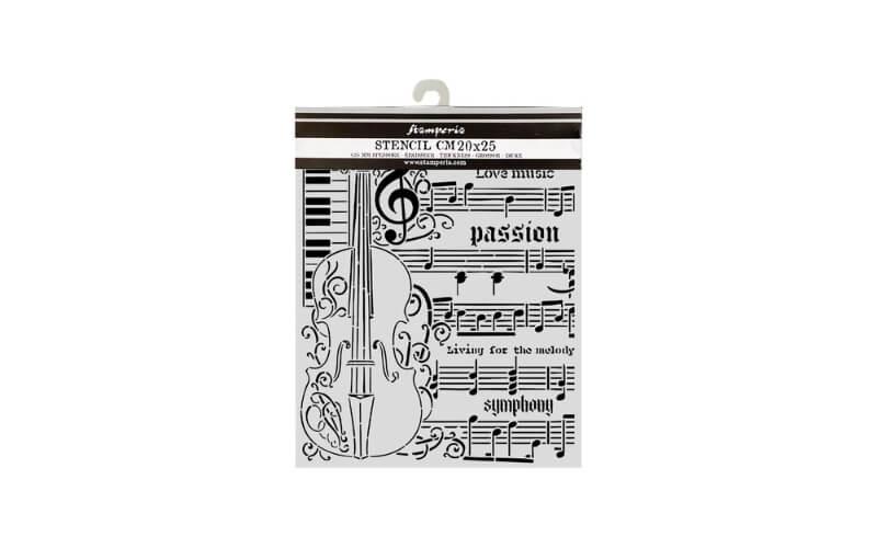 Stencil Symphony Violin 20x25 Stamperia