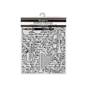 Stencil Symphony Violin, Trumpet, Harp 20x25 Stamperia