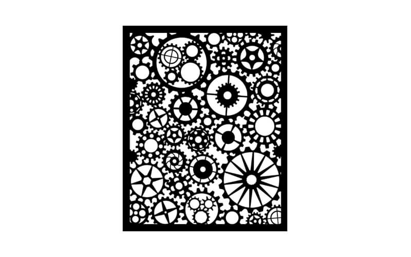 Stencil Voyages Fantastiques Tandwielen Stamperia 20x25