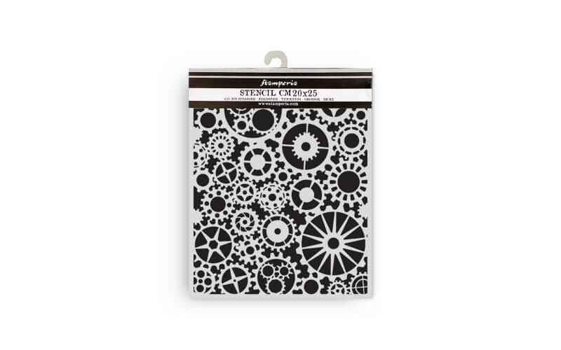 Stencil Voyages Fantastiques Tandwielen Stamperia 20x25