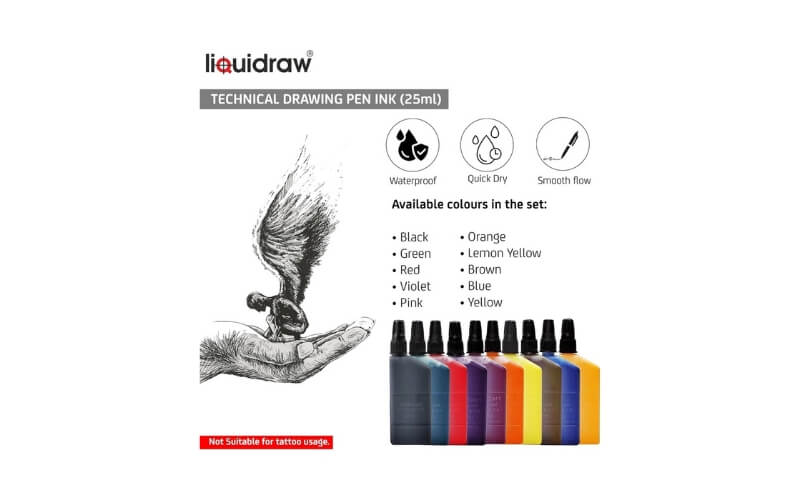Technische Pen Inkt 10x25ml Diverse Kleuren Liquidraw