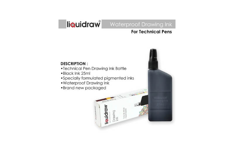 Teken Inkt Zwart 25ml Liquidraw