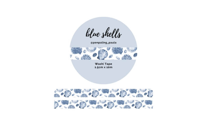 Washi-tape Blue Shells Penpaling_Paula