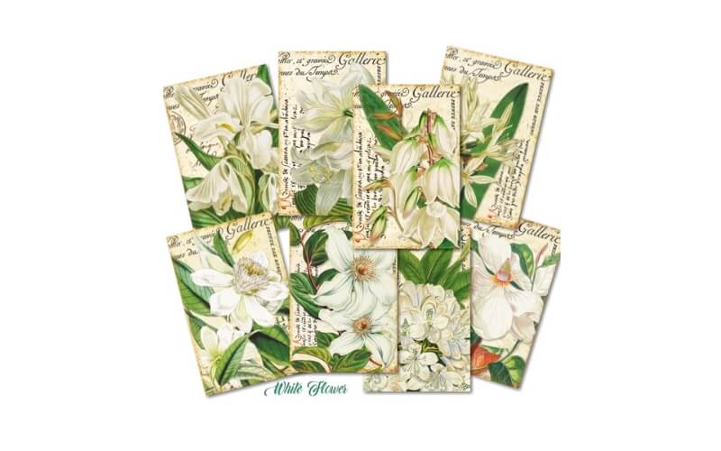 Plakboekpapier Mini Witte Bloemen Decorer