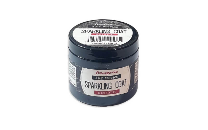 Zwarte sprankelende Coating 200ml Stamperia